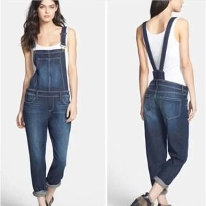 Paige 26 Overalls Womens Dark Blue Wash Denim Jeans Adjustable Straps Crop